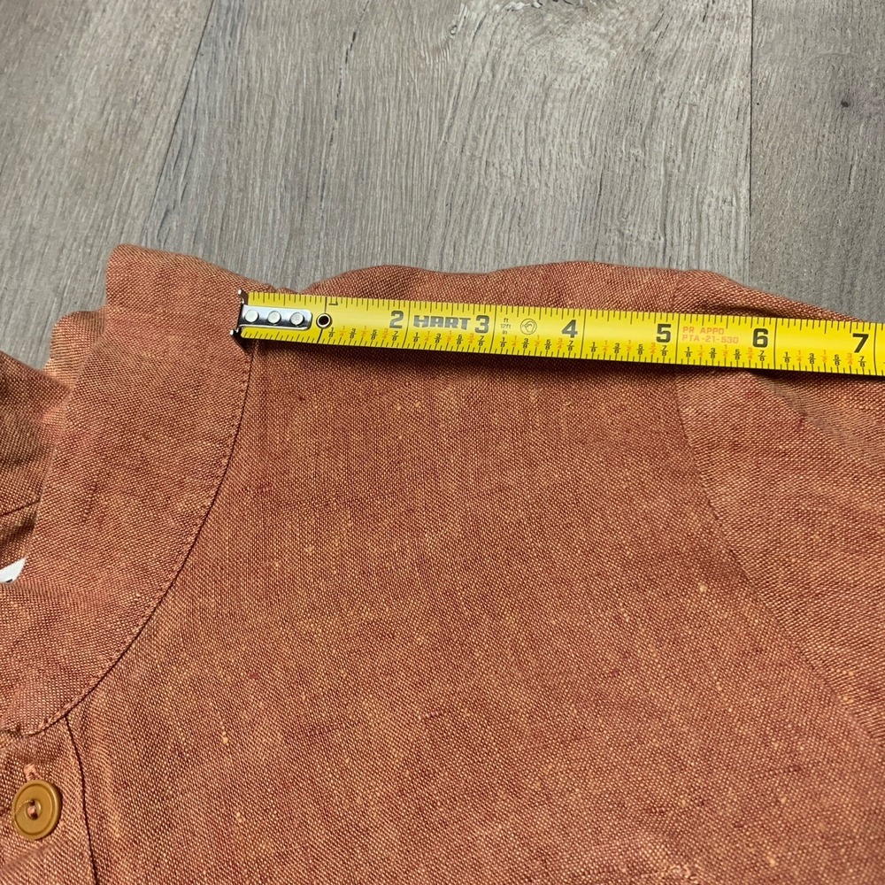 Flax Shirt Women's Orange 100% Linen Button Tunic Minimalist Lagenlook - Size M - Picture 11 of 16